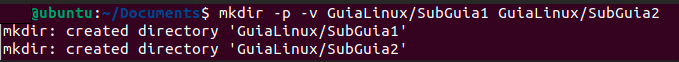 Crear subdirectorios dentro de un directorio en Linux por terminal o consola mediante el comando mkdir