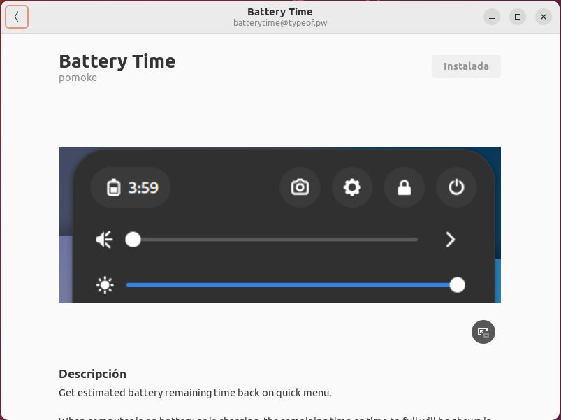 ¿Como ver el porcentaje y tiempo de la batería en la configuración rápida de GNOME?